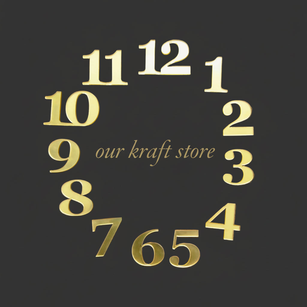 Gold Acrylic 1 To 12 Numbers For Clock Design – Our Kraft Store