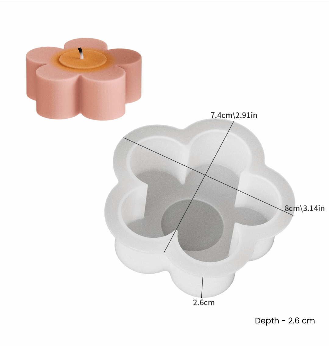 5 Petals Flower Candle Mold