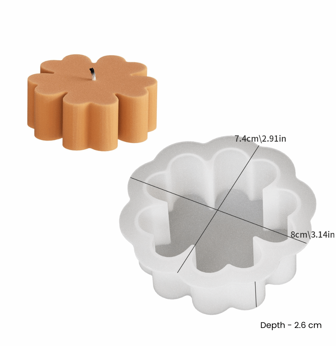 5 Clover Flower Candle Mold
